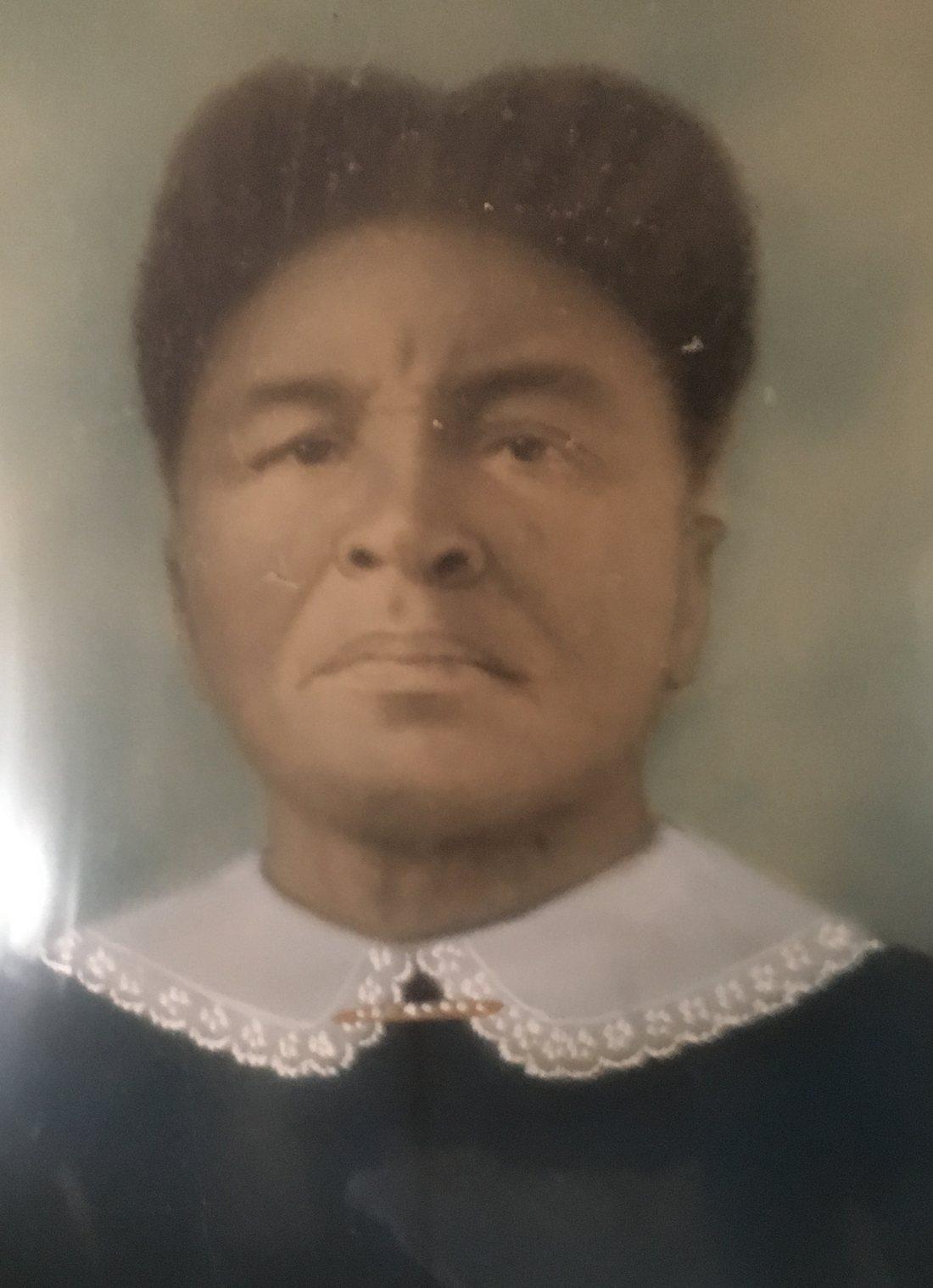 Studio portrait of Edmonia Currie.